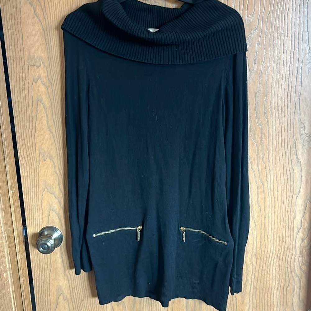 Michael Kors‎ Black and Gold Rolled Neck Sweater Dress
